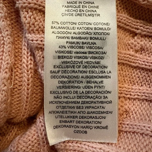 Lauren Ralph Lauren Pink Cable Knit Full Zip Sweater Silver Crest Logo Sz M - Picture 11 of 11